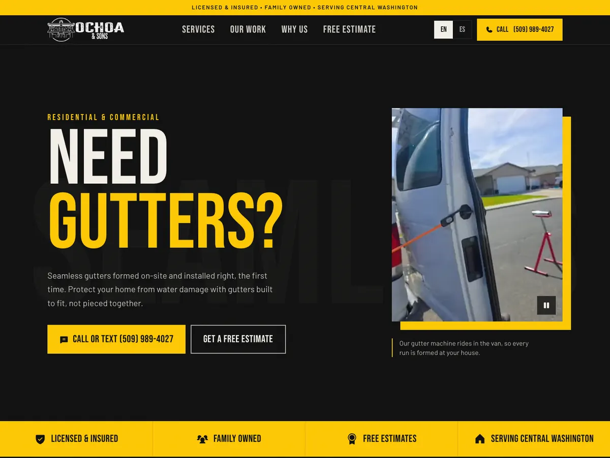 Screenshot of the Ochoa & Sons website